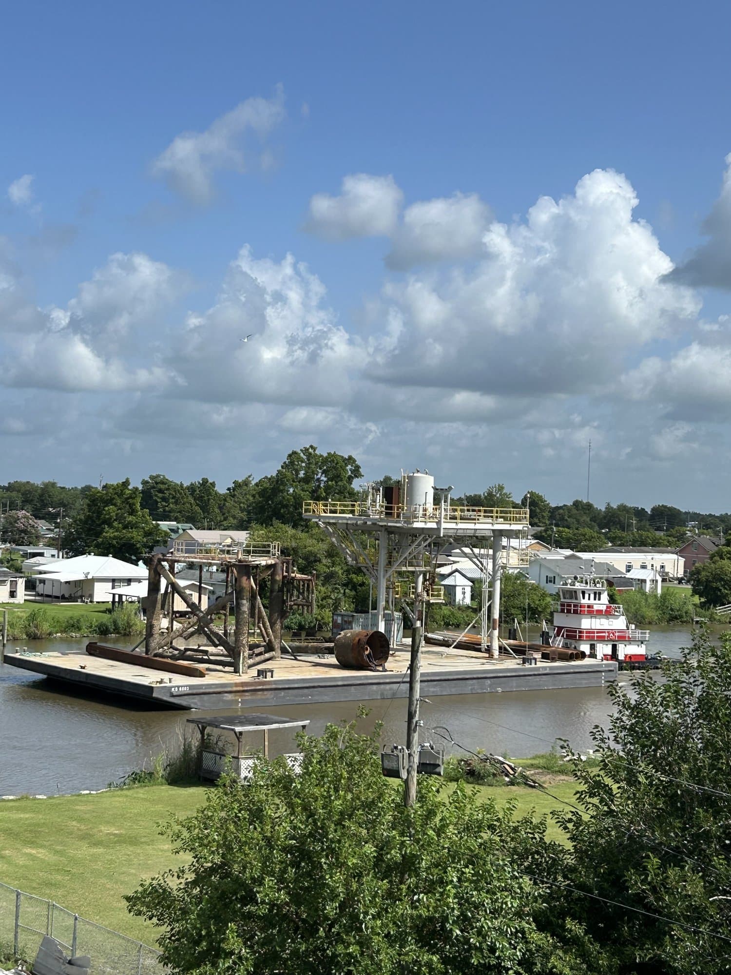 The working waterfront on Bayou Lafourche in Larose Louisiana